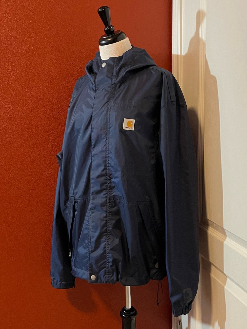 Carhartt Men’s Storm Defender Blue Gorpcore Full Zip Hooded Rain Jacket